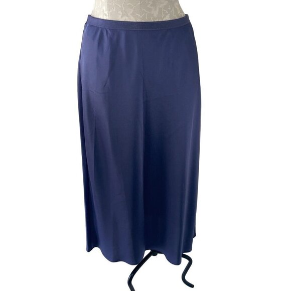 Victorias Secret Womens Skirt Size Medium Blue Satin Slip Midi Elastic Waist - Picture 8 of 8